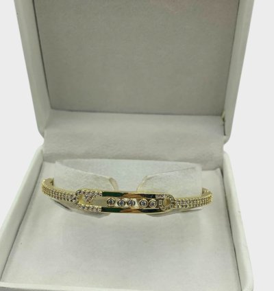 سوار ذهبي مرصع بأحجار الراين وتصميم أنيق - من الفولاذ المقاوم للصدأ مطلي بالذهب - مجوهرات فاخرة