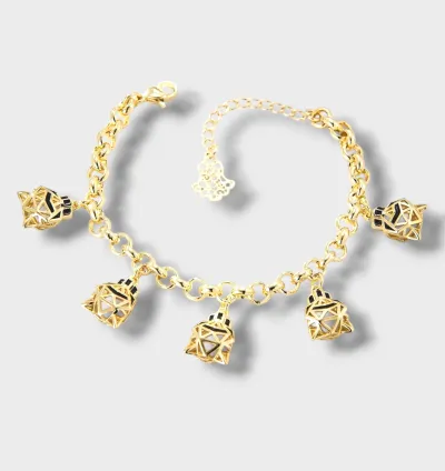 سوار رأس الفهد الذهبي أنيق من الفولاذ المقاوم للصدأ مطلي بالذهب