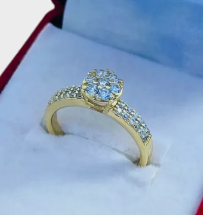 خاتم خطوبة زواج زفاف من الفولاذ المقاوم للصدأ مطلي بالذهب